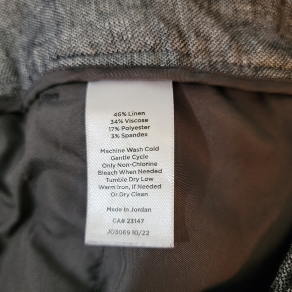 TALBOTS Bristol Pant Women Sz 14 Gray Linen Blend Pleat Front Cropped Minimalist - Picture 11 of 12